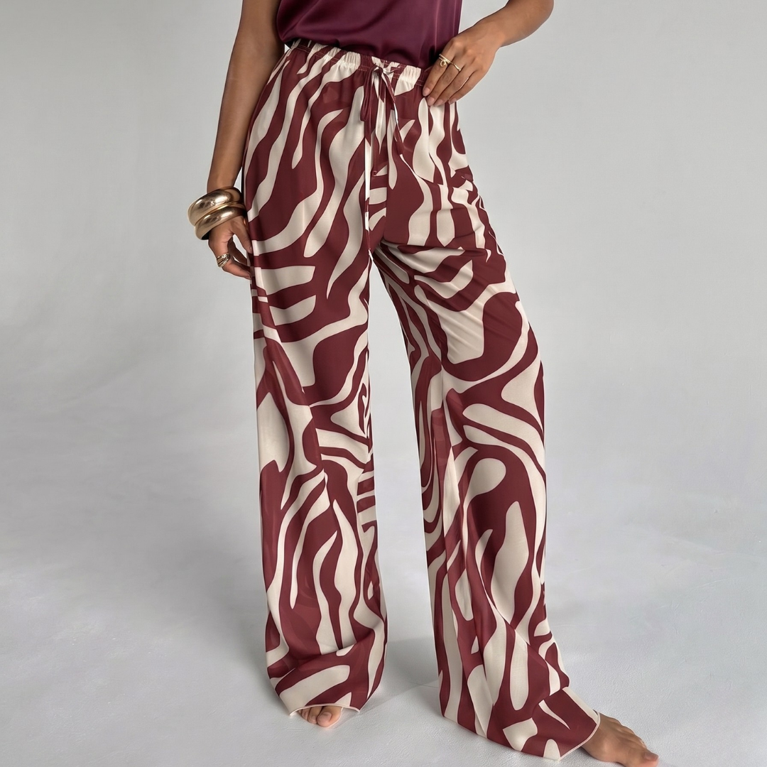 Beach Cover Up Pants For Women, Zebra Print, Wide Leg, Boho Low Waist, For Vacation